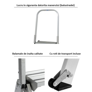 Platforma pliabila cu maner Stabilo, 4 trepte, 2.90m - Img 3