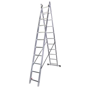 Scara dubla aluminiu BISONTE STR211 2 x 11 trepte inaltime maxima 5.3m - Img 1