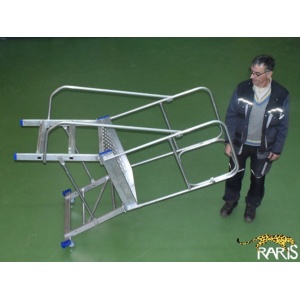 Scara mobila cu platforma, din aluminiu, la 70°, roti laterale, produs RARIS, tip PSA - Img 7