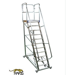 Scara mobila cu platforma, din aluminiu, la 70 grade, cu maneta, produs RARIS, tip SPLR70 - Img 1