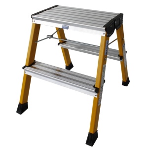 Scara mobila Monto Rolly galbena dubla 2x2 trepte, cu roti retractabile automat - Img 8