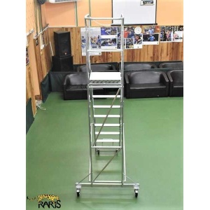 Scara platforma aluminiu RARIS, trepte late, blocare la picior, mobila, pliabila, tip SPMS - Img 4