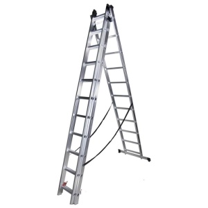 Scara tripla aluminiu BISONTE STR311 3 x 11 trepte inaltime maxima 7.5 m - Img 1