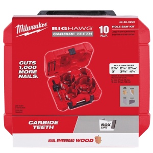 Set 10 carote Milwaukee Big Hawg - multimaterial [ 6 x carote ⌀ 35, 44, 51, 57, 68, 76 mm. 1 x tijă prindere cu burghiu de centrare. 2 x burghie de centrare 1 x pilă diamantată. Cheie imbus ] - Img 8