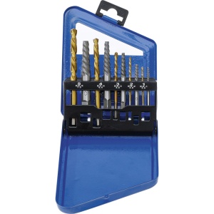 Set 10 extractoare șuruburi şi burghie pe stânga, BGS HSS titan-nitrurat, 2 - 7.5 mm
