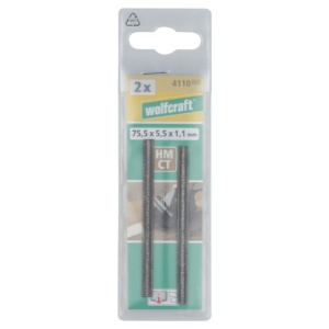 Set 2 cutite pentru rindea Wolfcraft 4110000, cu carburi metalice, dimensiuni 75.5x1.1x5.5 mm - Img 5