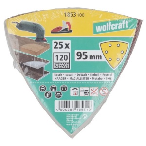 Set 25 foi abrazive autoadezive delta Wolfcraft 1853100, Gr. 120, 95 mm - Img 2