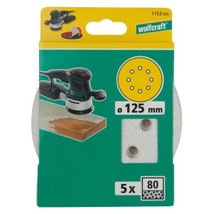 Set 25 foi abrazive Wolfcraft 1152000, prindere velcro, pentru vopsea/lac, D 125 mm, P80 - Img 2