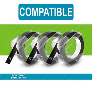 Set 3 Etichete Omega negru 9mm x 3m compatibile Dymo Omega Junior 520109 S0847730 - Img 2