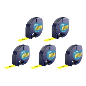 Set 5 Etichete originale plastic galben 12mm x 4m DYMO LetraTag 91202 S0721620
