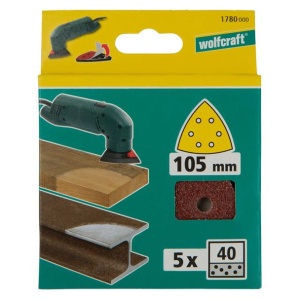 Set 5 foi abrazive autoadezive delta Wolfcraft 1780000, Gr. 40, 105 mm - Img 2