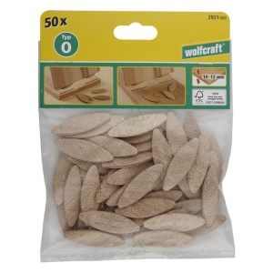 Set 50 placute din lemn pentru imbinare, tip biscuite nr. 0 Wolfcraft 2921000 dimensiuni 45x15x4 mm, pentru materiale cu grosimi cuprinse intre 10-12 mm - Img 2