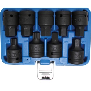 Set 9 piese BGS biti de impact, antrenare 3/4", imbus (HEX) + dinti miltipli (XZN)
