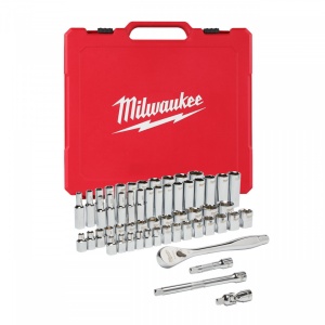 Antrenor cu clichet ⅜″ Milwaukee + set chei tubulare metric și imperial (56buc )