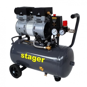 Stager HM0.75JW/24 compresor aer, 24L, 8bar, 165 L/min, monofazat, angrenare directa, silentios