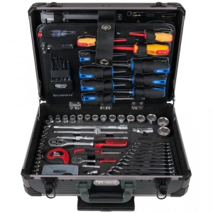 Troler cu scule universale, 1/4" + 1/2", 130 piese - Img 2
