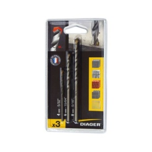Trusa 3 piese burghie Diager cu coada cilindrica pentru masini electrice cu acumulatori 3 piese 4-8mm