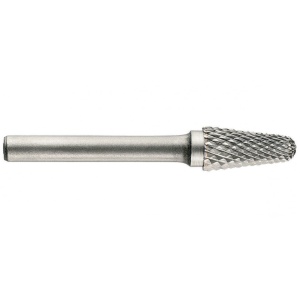 1031771 Freza din carbura de tungsten forma L - conica cu cap rotunjit, tais dublu, tip D, DIM 12