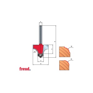 34- Freza profilata concav 1/4C, placata CMS Z=2 cu coada si rulment copier inferior, DIM 18.7 - 34-10308P