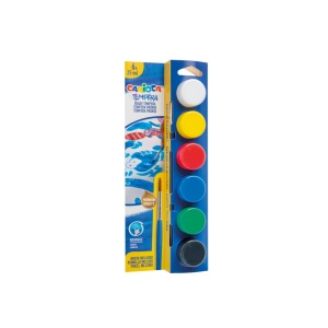 Acuarele tempera Carioca 6 culori x 25 ml + pensulă pe blister