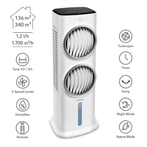 Aircooler - Racitor de aer portabil, umidificator, Trotec, tip PAE45, alb, 90 W, 1700m³/h, 5 viteze - Img 2