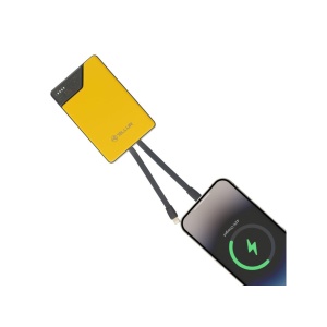 Baterie externă Tellur 10000mAh, USB-C + Lightning cabluri incorporate, QC3.0, PD, galben - Img 4