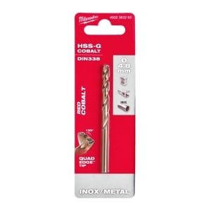 Burghie RED COBALT pentru metal - DIN 338 Milwaukee Ø 4.8x52x86 mm - blister 1 buc - Img 2