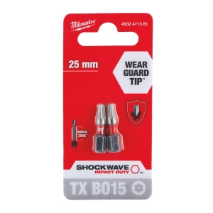 Cap surubelnita Torx cu gaura (TX BO) Milwaukee SHOCKWAVE - TX BO15 x 25 mm - 2 buc - Img 2
