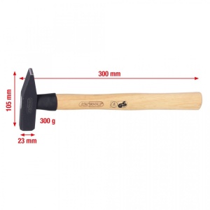 Ciocan pentru lacatus cu coada din lemn de Hickory, KS TOOLS, 300 g - Img 2