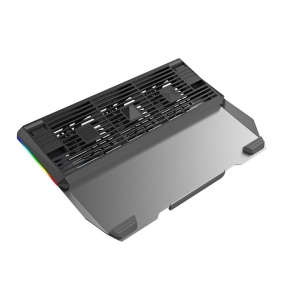 Cooler laptop Tellur Shade, 17", 3 ventilatoare, RGB LED, USB, USB-C, aluminiu, Gri - Img 5