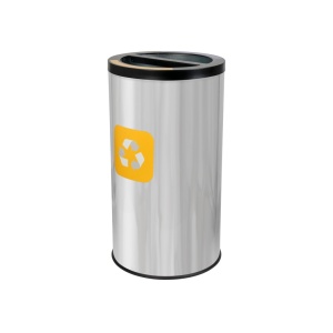 Coș inox colectare selectivă 2 compartimente cu găleată interioară, 2 x 30 L - Img 2