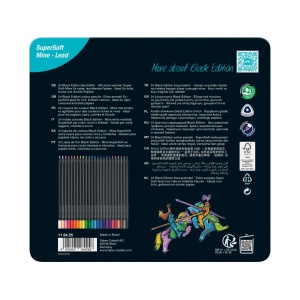 Creioane colorate triunghiulare black edition cutie metal Faber-Castell 24 culori/set - Img 3