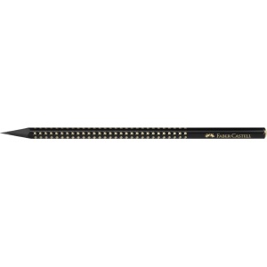 Creion grafit B triunghiular grip sparkle lemn negru midnight gold Faber-Castell