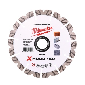 Disc diamantat Speedcross Milwaukee XHUDD 150mm, pentru toate tipurile de materiale de construcție dure, segment 12 mm