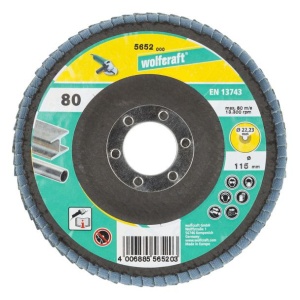 Disc lamelar Wolfcraft 5652000, granulatie 80, profil convex, zirconiu, 115X22.23 mm - Img 2