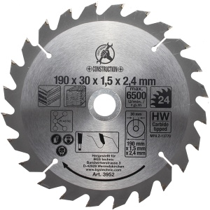 Disc placat BGS pentru circular, 190 x 30 mm, 24 dinti