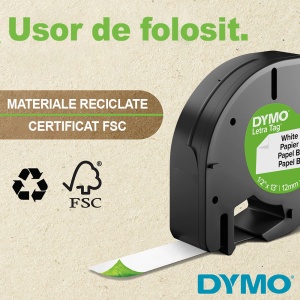 Etichete originale plastic verde 12mm x 4m DYMO LetraTag 91204 S0721640 - Img 3