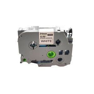 Etichete strong adeziv compatible Brother TZe-S251 24mm x 8m negru alb caseta gri - Img 1