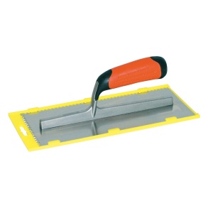 Gletiera INOX cu montura de aluminiu, maner bimaterial, lama dintata isoscel - 280×120