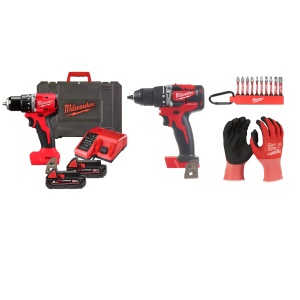 Kit Masina de gaurit compacta, M18 BLPDRC, 18V + Masina de gaurit 18V, 2 baterii, incarcator, geanta, accesorii