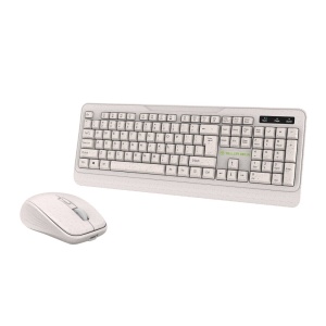 Kit tastatură și mouse fără fir Tellur Green, 2.4GHz, nano receiver, crem - Img 1