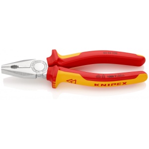 KNIPEX 03 06 200 Patent combinat izolate, cu manere multicomponent, testate VDE cromat 200 mm