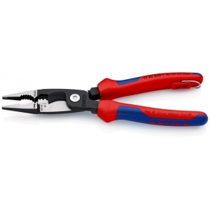 KNIPEX 13 82 200 T Cleşte pentru instalaţii pentru electricieni cu manşoane multicomponent, cu cârlig de fixare integrat pentru montarea unei siguranţe împotriva căderii vopsit negru 200 mm - Img 3