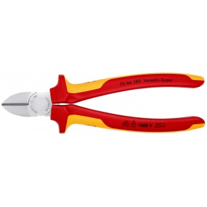 KNIPEX 70 06 180 SB Tăietor lateral (șfic) izolate, cu manere multicomponent, testate VDE cromat 180 mm (carton cu autoservire/în blister) - Img 3