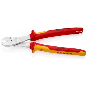 KNIPEX 74 06 250 T Șfic de forță izolat cu manșoane-multicomponent, verificat de VDE, cu cârlig de fixare integrat, izolat, pentru montarea unei siguranțe împotriva căderii cromat 250 mm - Img 2