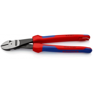KNIPEX 74 22 250 T Șfic de forță cu manşoane multicomponent, cu cârlig de fixare integrat pentru montarea unei siguranţe împotriva căderii vopsit negru 250 mm