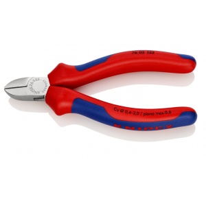 KNIPEX 76 05 125 Tăietor lateral (șfic) pentru electromecanici cu manşoane multicomponent cromat 125 mm - Img 1