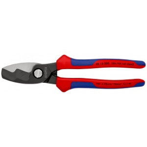 KNIPEX 95 12 200 Foarfece de tăiat cabluri cu tăiș dublu cu manşoane multicomponent brunat 200 mm - Img 3