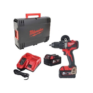 Mașină de găurit si insurubat cu acumulator Milwaukee M18 BLDD2-502X, cuplu 82 Nm, livrata cu acumulatori, valiza