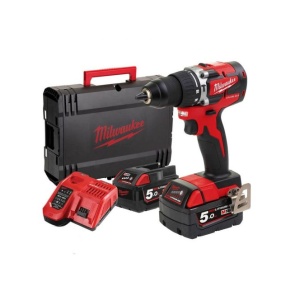 Mașină de găurit si insurubat cu percuție cu acumulatori Milwaukee M18 CBLPD-502C, cuplu 60 Nm, livrata cu acumulatori - Img 1